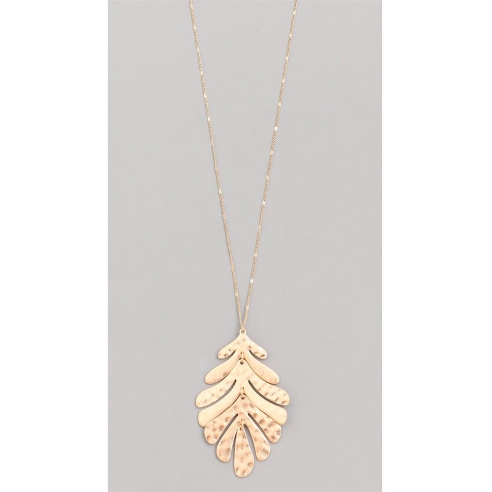 hammered leaf necklace